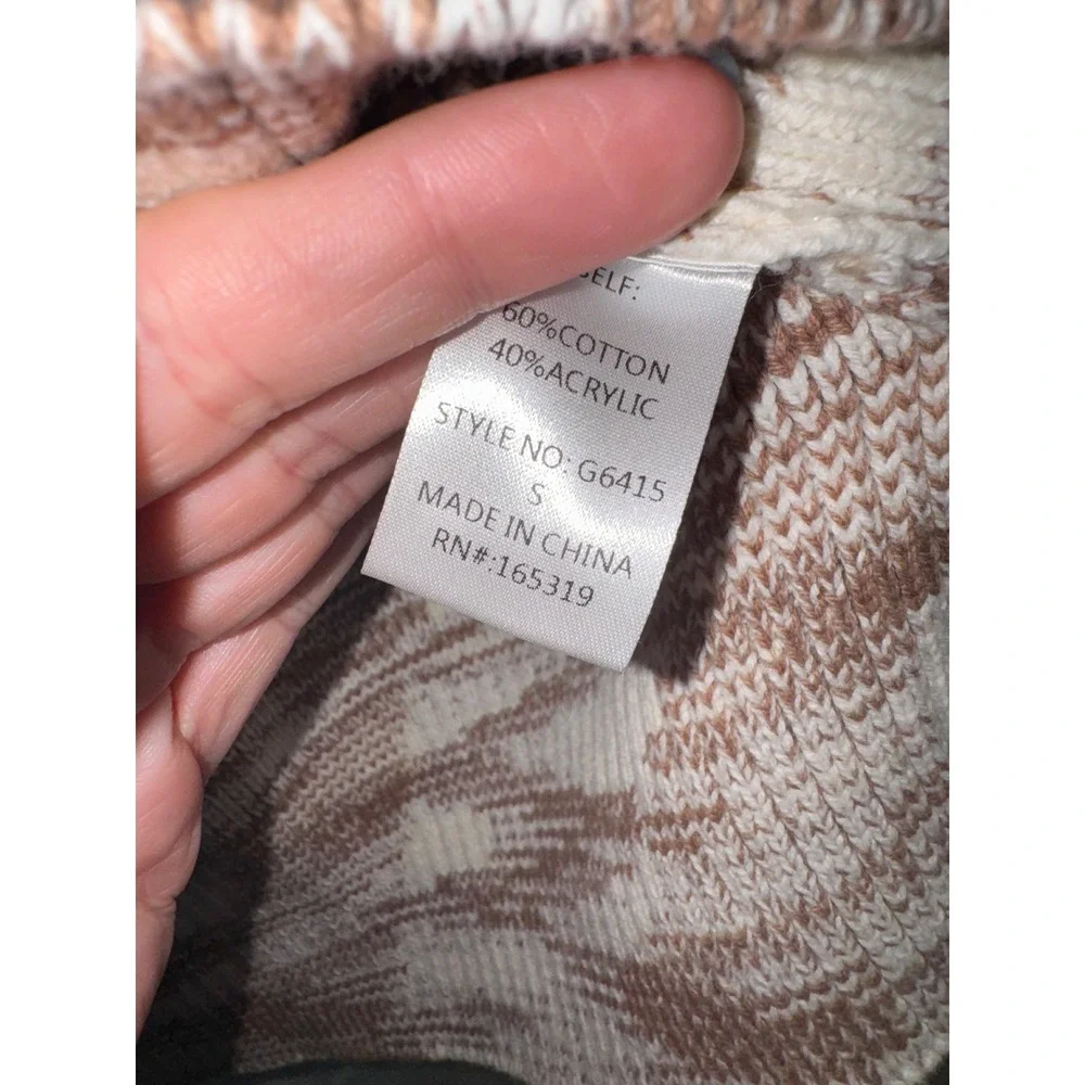 Day + Moon Trail Mix Sweater Vest Women Brown Space Dye Knit V-Neck Cropped S